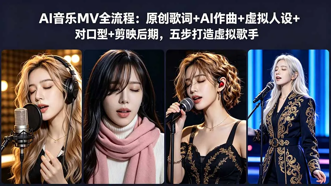 【精】AI音乐MV全流程:原创歌词+AI作曲+虚拟人设+对口型+剪映后期,五步打造虚拟歌手 【精】AI音乐MV全流程:原创歌词+AI作曲+虚拟人设+对口型+剪映后期,五步打造虚拟歌手
