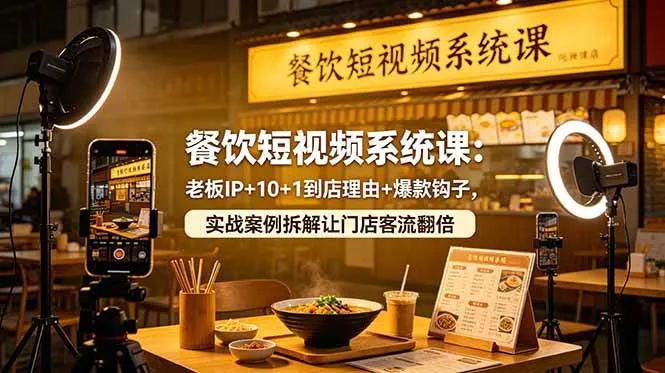 【精】餐饮短视频系统课:老板IP+10+1到店理由+爆款钩子,实战案例拆解让门店客流翻倍 【精】餐饮短视频系统课:老板IP+10+1到店理由+爆款钩子,实战案例拆解让门店客流翻倍