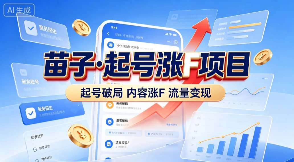 【精】苗子起号涨粉实战变现训练营，多类目零基础爆款起号、精准起号节奏、新手稳涨粉可落地变现全课