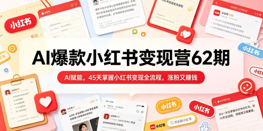 【精】秋叶AI爆款小红书变现营62期2026年5月，AI赋能，45天掌握小红书变现全流程，涨粉又賺钱