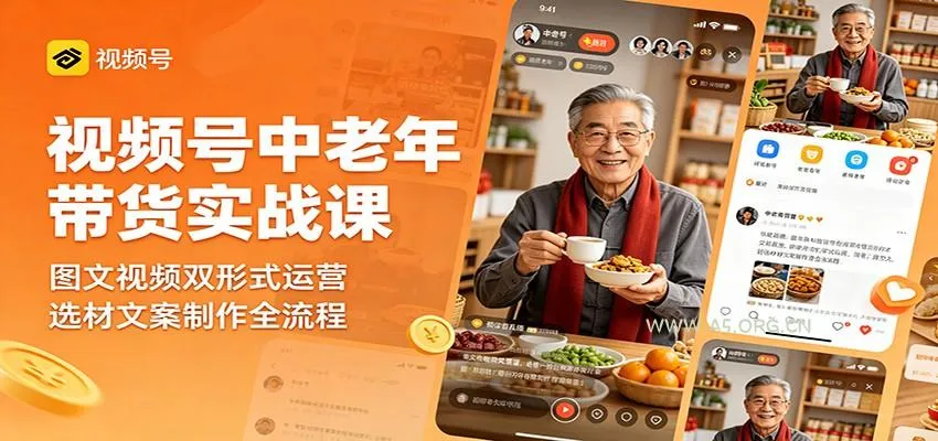 视频号中老年带货实战课：图文视频双形式运营，选材文案制作全流程