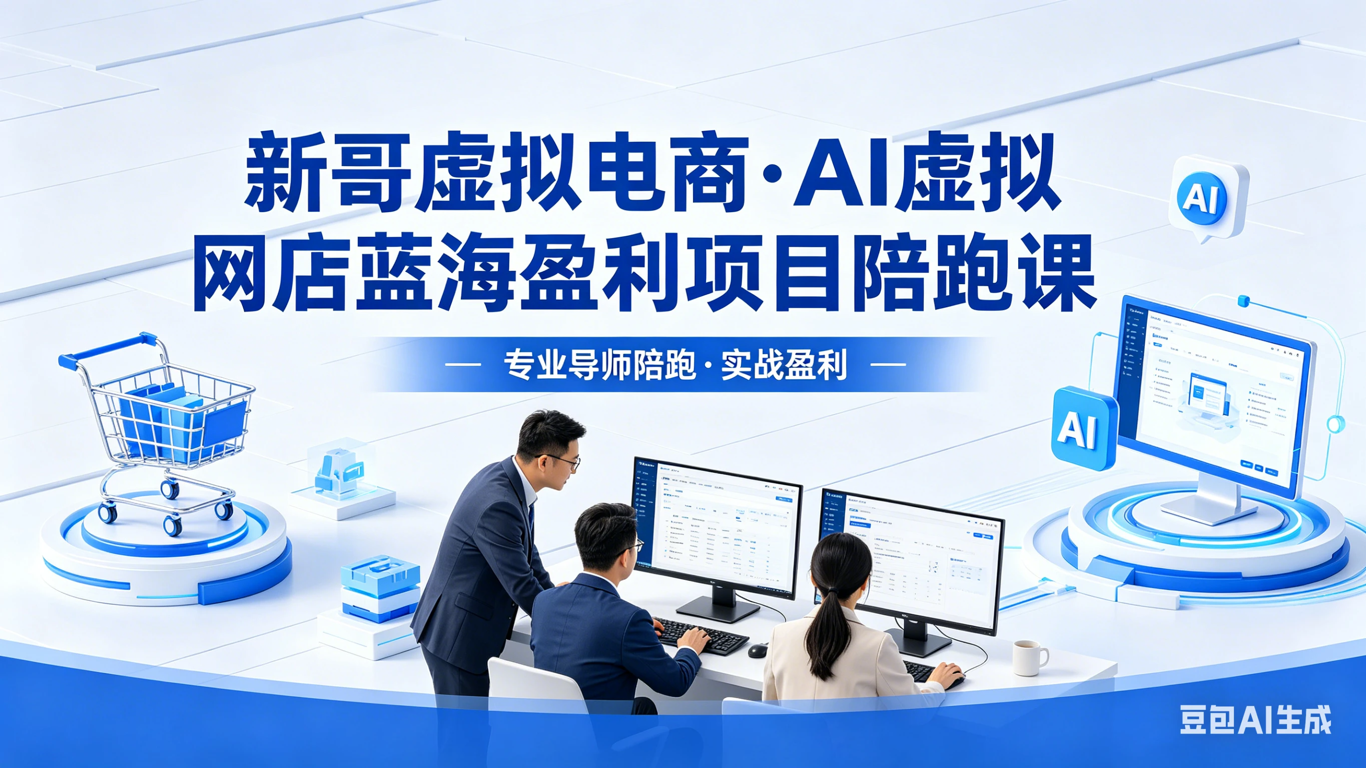 【精】新哥虚拟电商：AI虚拟网店蓝海盈利项目陪跑课，零货源开店运营全流程：选品+上架+发货+避坑+运营起店