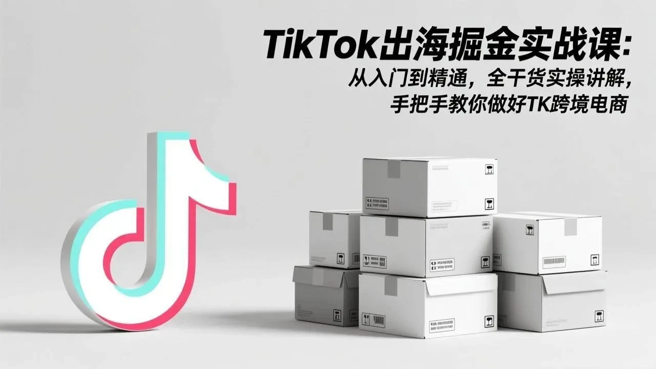 【精】TikTok出海掘金实战课：从入门到精通，全干货实操讲解，手把手教你做好TK跨境电商