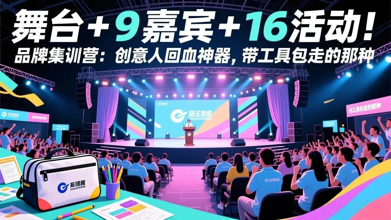 【精】舞台 + 9 嘉宾 + 16 活动！品牌集训营：创意人回血神器，带工具包走的那种