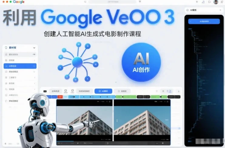 【精】利用Google Veo 3创建人工智能AI生成式电影制作课程，使用人工智能的力量创建令人惊叹的视频