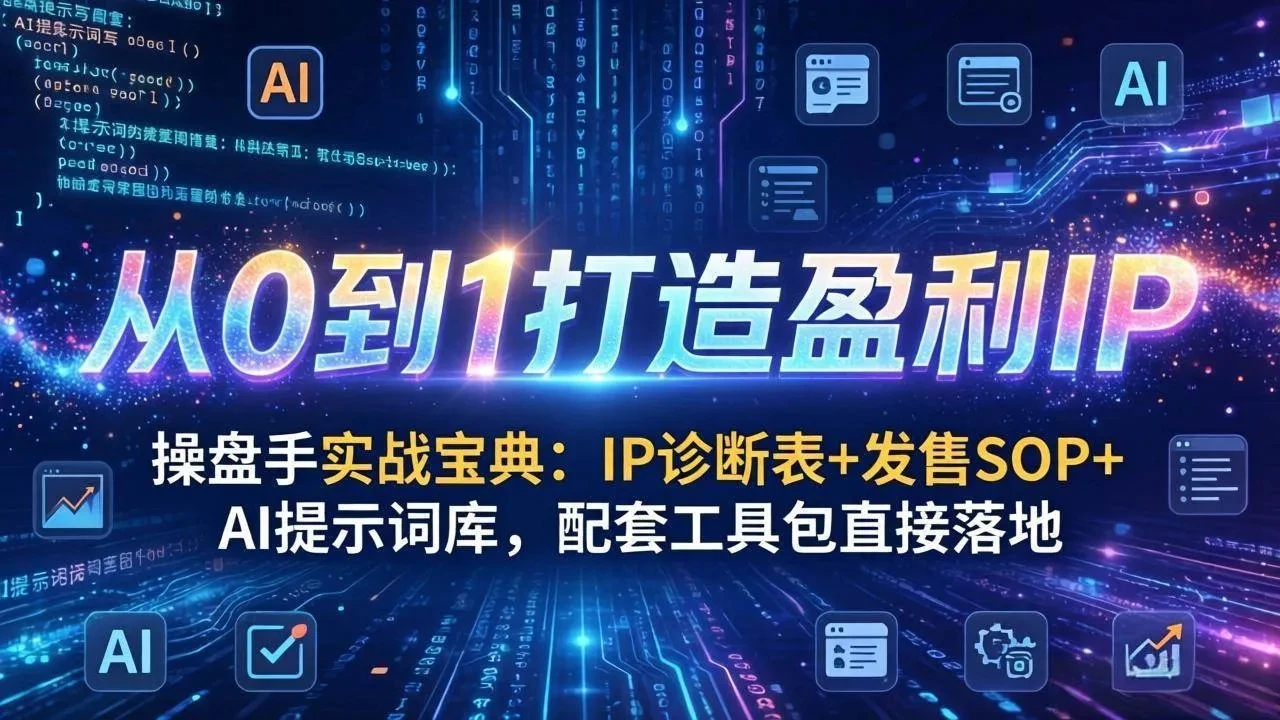 【精】操盘手实战宝典：IP诊断表+发售SOP+AI提示词库，配套工具包直接落地，从0到1打造盈利IP