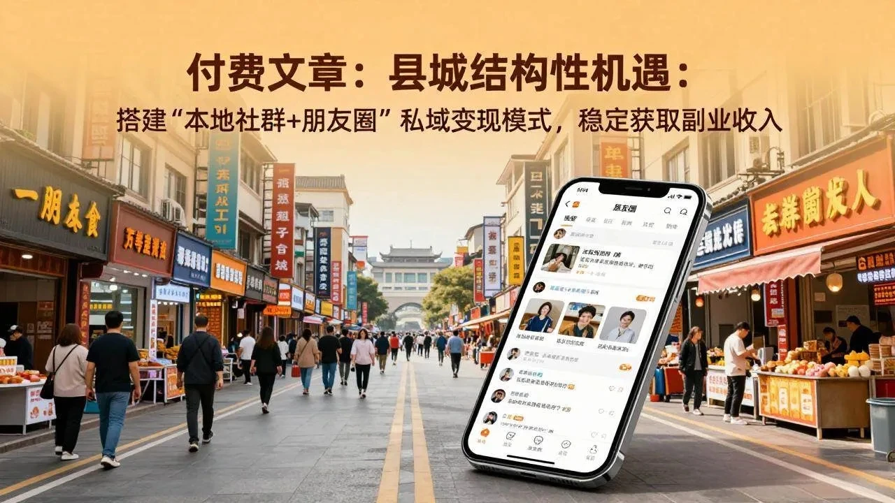 付费文章：县城结构性机遇：搭建“本地社群+朋友圈”私域变现模式，稳定获取副业收入
